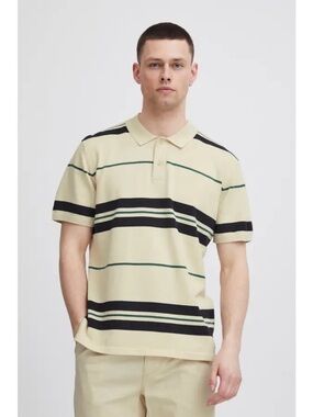 Men's Beige Short-Sleeve Stripe Polo